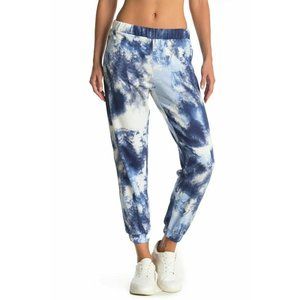 Z By Zella Maise Tie Dye Joggers Navy Medieval Cotton Blend NEW Blue / White
